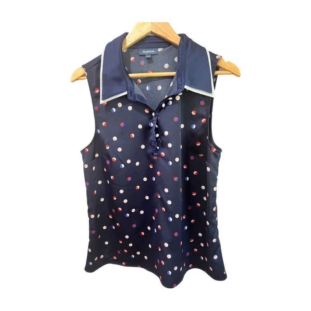 Modcloth Polka dot satin top size large